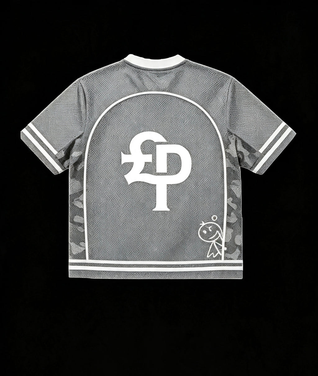 MESH JERSEY TOP - GRAY