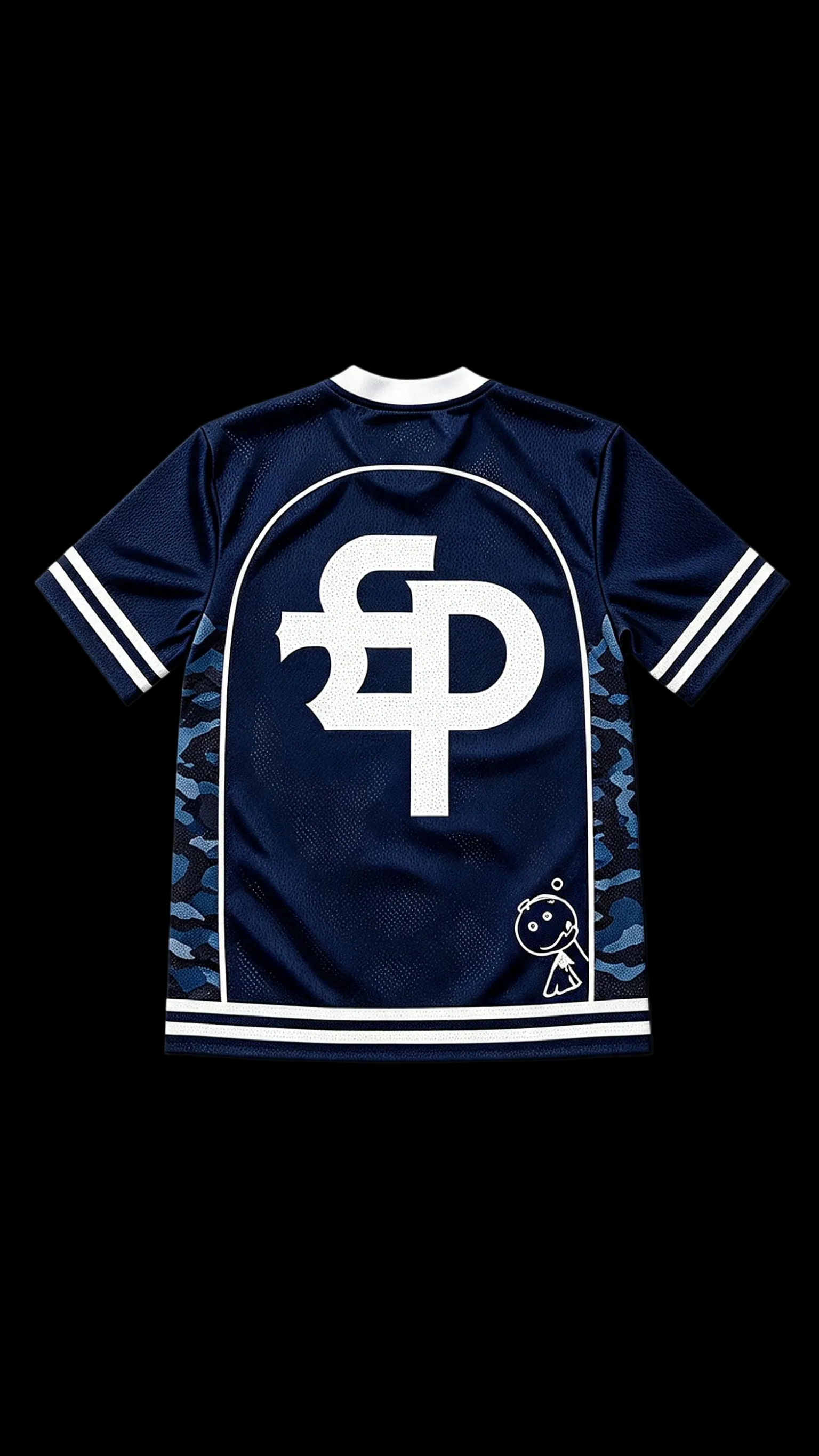 MESH JERSEY TOP- NAVY BLUE